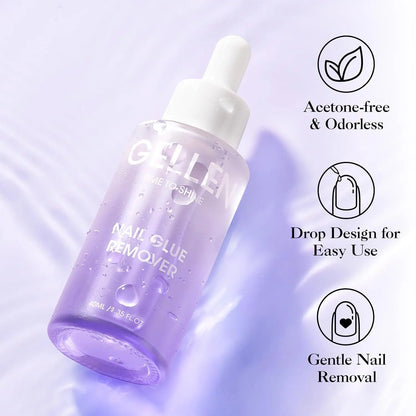 Blushimmer GELLEN 40ml nail glue remover with gentle, odorless formula for press-on nails and UV gel tip removal.