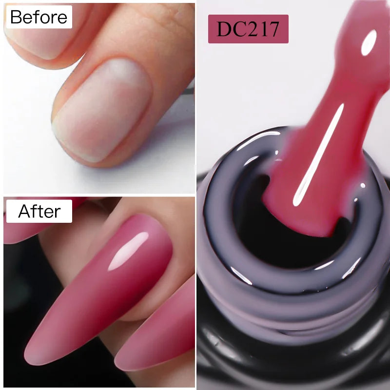 Blushimmer MTSSII 7ml transparent nude pink red gel nail polish, quick extension and building nail art gel for manicures.
