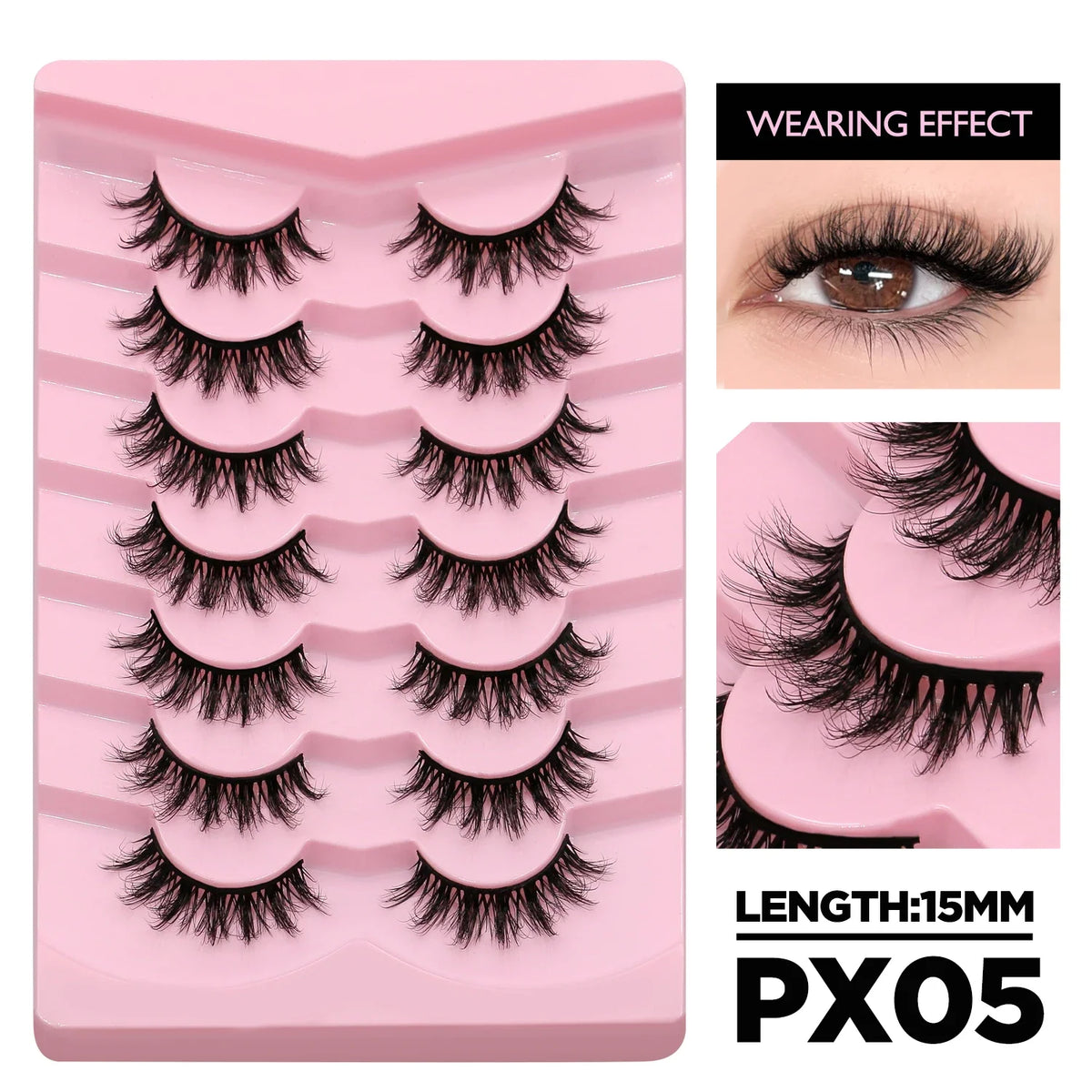 Blushimmer cat eyelashes with fluffy 3D mink design for a natural, lightweight, reusable false lash look for daily or special occasions