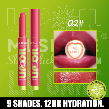 Blushimmer multicolor Silky Click Lip Care hydrating solid lip gloss with mirror shine and long-lasting, effortless press application.