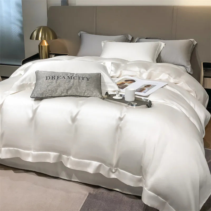 Silky 100% Bamboo Bedding Set Organic Pure Bamboo Duvet Cover Set with Quilt Cover Bed Sheet Pillowcase Luxury Cooling Bed Linen