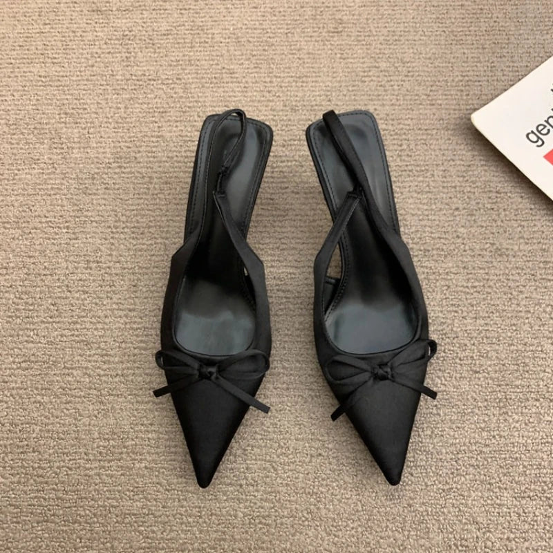 Summer Slip On High Heel Women Sandals Fashion Butterfly-knot Singbacks Pumps Stripper Party Female Sandalias