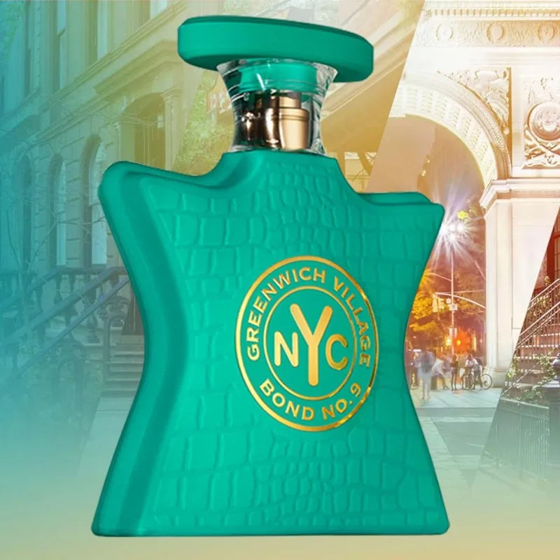 Bond No. 9 Greenwich Village unisex eau de parfum bottle with sleek design, 100ML size, natural fragrance and long-lasting scent.