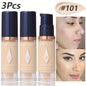 Blushimmer 3-piece full coverage concealer and foundation set, waterproof matte finish for dark spots and tattoos, travel size cosmetics.