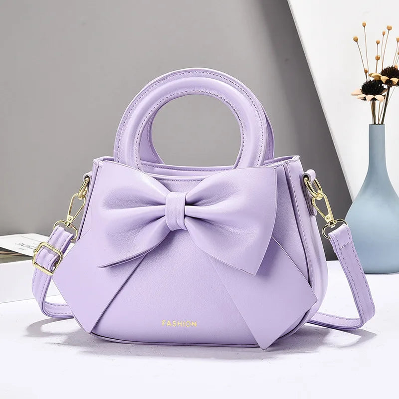 Elegant Korean Style Butterfly Knot Women's Bags Soft PU Leather Shoulder Bag for Women Fashionable Trendy Small Handbag women