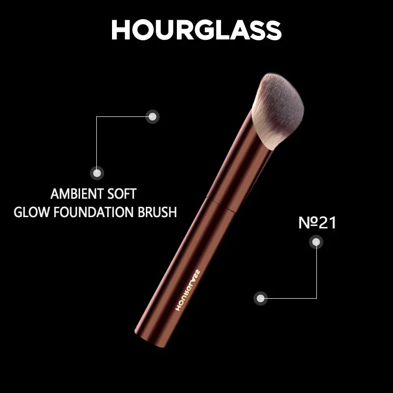 Blushimmer Hourglass No.21 Ambient Soft Glow Foundation Brush with soft fiber hair and sleek fashion design for flawless makeup application