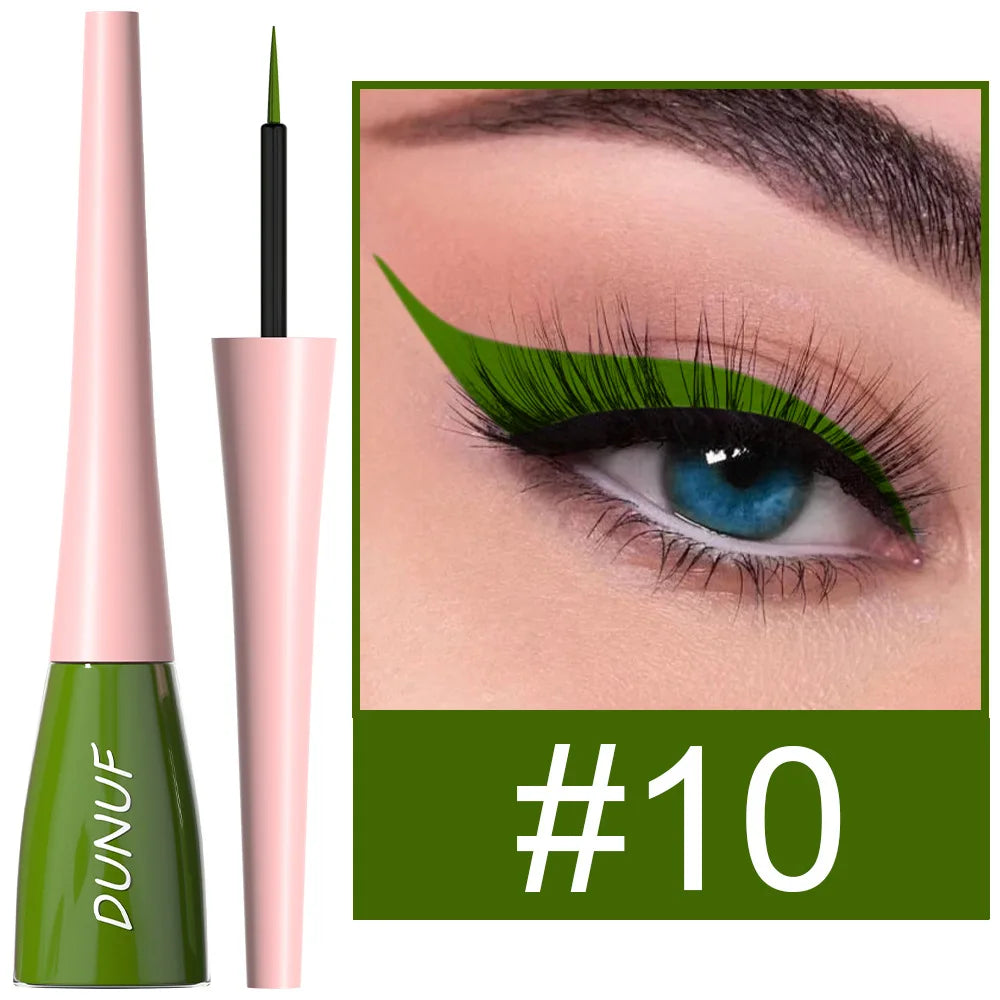 Matte dark green waterproof liquid eyeliner pencil by Blushimmer, ultra-thin, long-lasting, quick-dry eye makeup for precise application.
