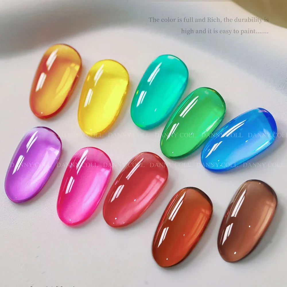 Blushimmer translucent gel nail polish set with 15ml clear jelly lacquer, perfect for gel nail art and gemstone designs.