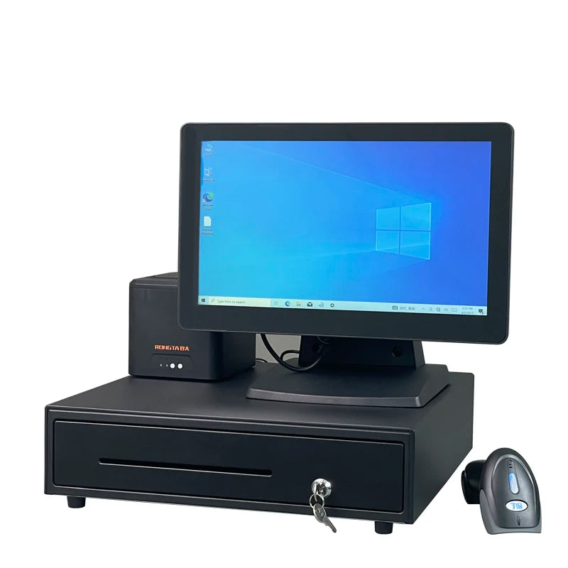 Windows Android POS Computer POS System Cash Register with 80 mm POS Printer and Cash Drawer for Retail