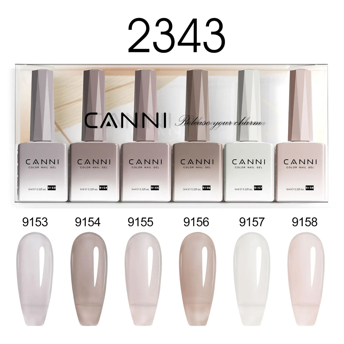 Blushimmer CANNI nail gel polish kit with 6 jars of gel in jade, nude, and pink shades for natural French nail designs.