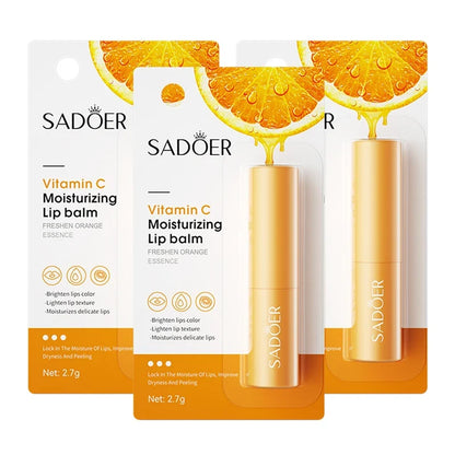 Blushimmer SADOER Vitamin C Lip Balm showing moisturizing, nourishing lips with a smooth, hydrating finish.