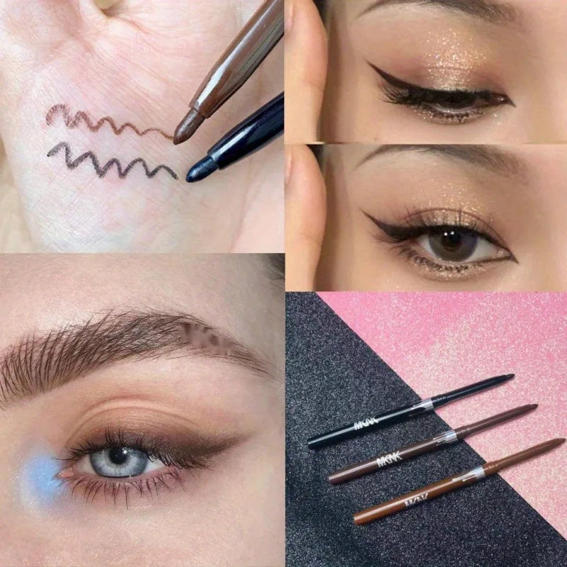 Blushimmer waterproof black brown gel eyeliner pencil with matte finish, ultra-fine tip, quick-dry, non-smudge, smooth makeup for eyes