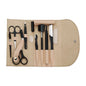 Set of 8 professional stainless steel eyebrow trimming tools including combs, tweezers, and cutters by Blushimmer.