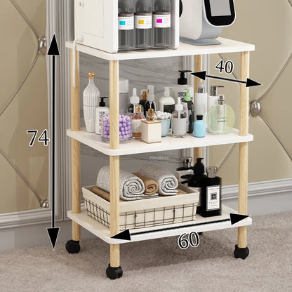 Modern Salon Furniture Beauty Salon Solid Wood Salon Trolleys Barber Shop Special Tool Trolley Storage Rack Home Mobile Trolley