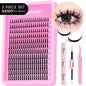 Blushimmer WOSHEER Lash Clusters Kit with spiky eyelash extension clusters and individual volume lashes for DIY makeup.