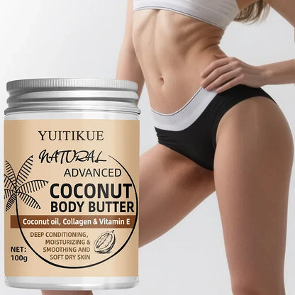 Advanced Coconut Body Butter 100g - Creamy Texture for Easy Absorption, Deeply Moisturizes & Smooths Dry Skin