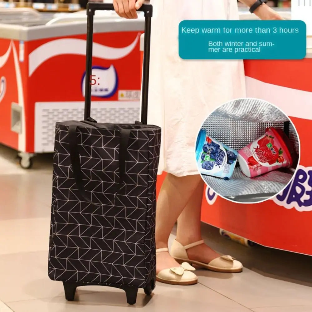 Trolley Bag Collapsible Shopping Cart with Wheels Folding Grocery Bag Reusable Shopping Trolley Grocery Bags