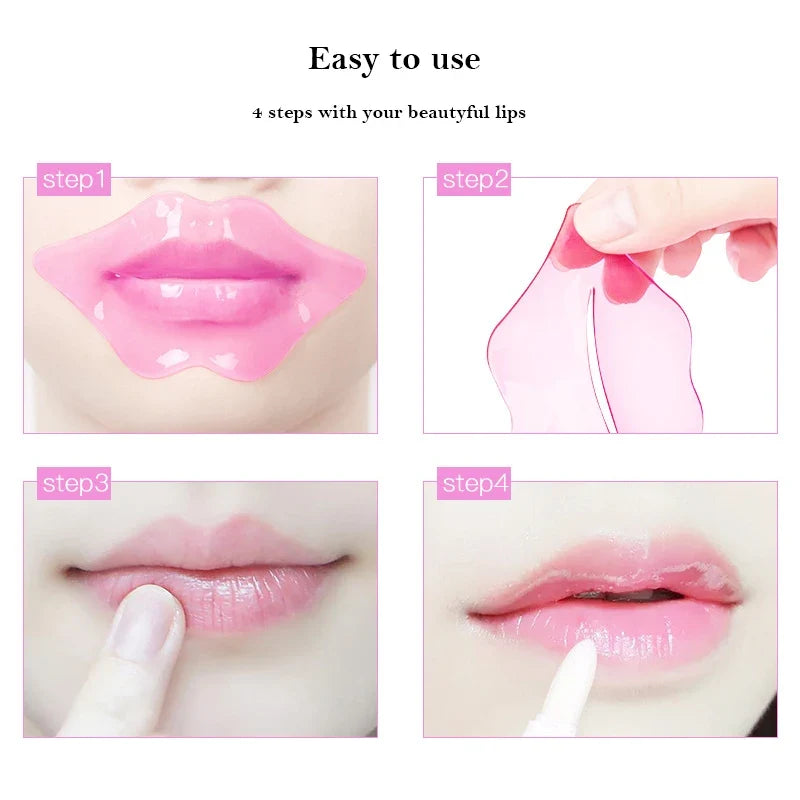 Blushimmer collagen lip mask set with moisturizing fruit essence, nourishing and firming lip patches for anti-wrinkle skin care.