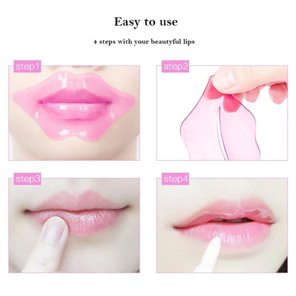 Blushimmer collagen lip mask set with moisturizing fruit essence, nourishing and firming lip patches for anti-wrinkle skin care.