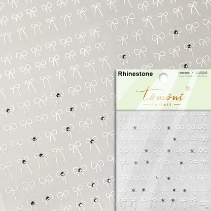 French leopard print bowknot lace ribbon with rhinestones and pearls for nail art decoration, by Blushimmer.