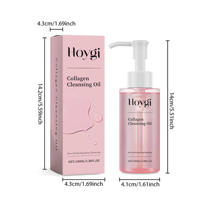 Blushimmer collagen makeup remover oil with jojoba oil, gentle deep cleansing facial cleanser for removing makeup and dirt.