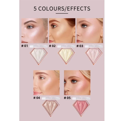Natural Diamond Highlighter Powder 5 Color Shimmer Contour Nose Shadow Brightening Face Makeup Cosmetics Palette