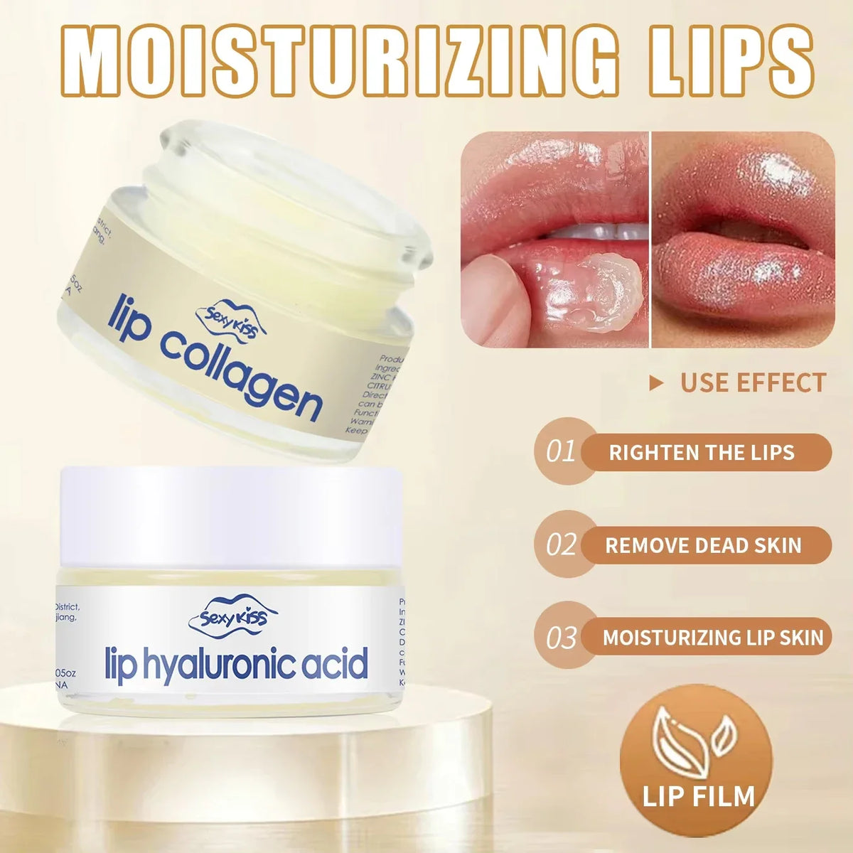 Blushimmer Lip Collagen Sleeping Lip Mask in 20g with silicone lip brush for deep moisturizing, exfoliation, and brightening.