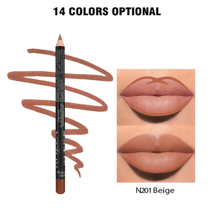 Blushimmer 14-color nude matte lipstick pencil with waterproof, high-pigment lip liner for long-lasting lip makeup.