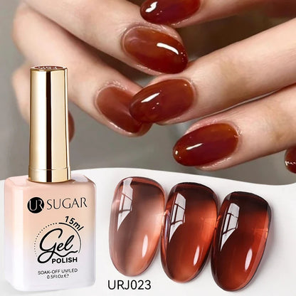 Blushimmer UR SUGAR 15ml translucent white gel polish for semi-permanent UV nail art, soak-off gel varnish, stylish and modern.