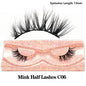 Blushimmer 3D Mink Fluffy Half False Eyelashes with natural soft lightweight clear band, reusable short eye strip lashes extension