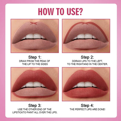 Blushimmer Rave Lady 2-in-1 matte lipstick and lipliner pencil in red, waterproof, long-lasting, perfect for festive makeup.