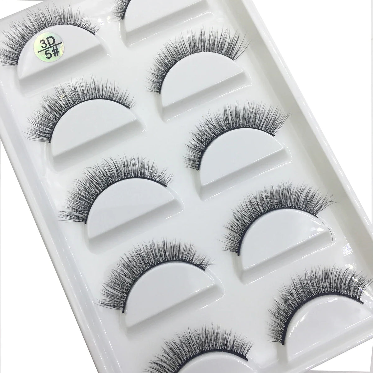 Set of 5 pairs of Blushimmer 3D faux mink false eyelashes with natural, wispy, thick, soft design for a glamorous makeup look.