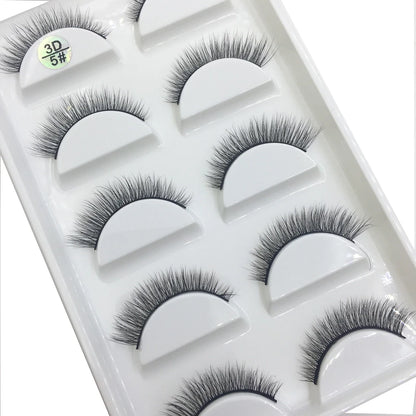 Set of 5 pairs of Blushimmer 3D faux mink false eyelashes with natural, wispy, thick, soft design for a glamorous makeup look.