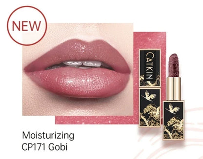 Blushimmer CATKIN velvet matte lipstick in a hydrating satin finish, featuring a smooth, creamy texture for long-lasting wear