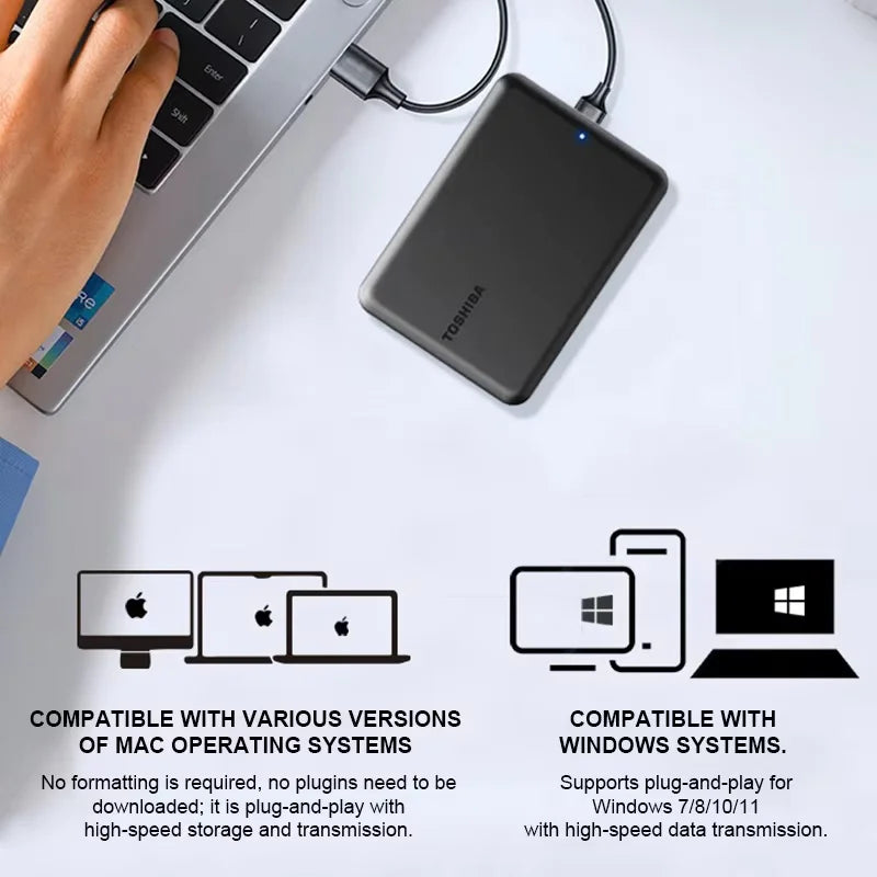 Original Toshiba Portable External Hard Drive 4TB/1TB/2TB Canvio Basics USB 3.2 External Data Storage Capacity for PS5 Notebook