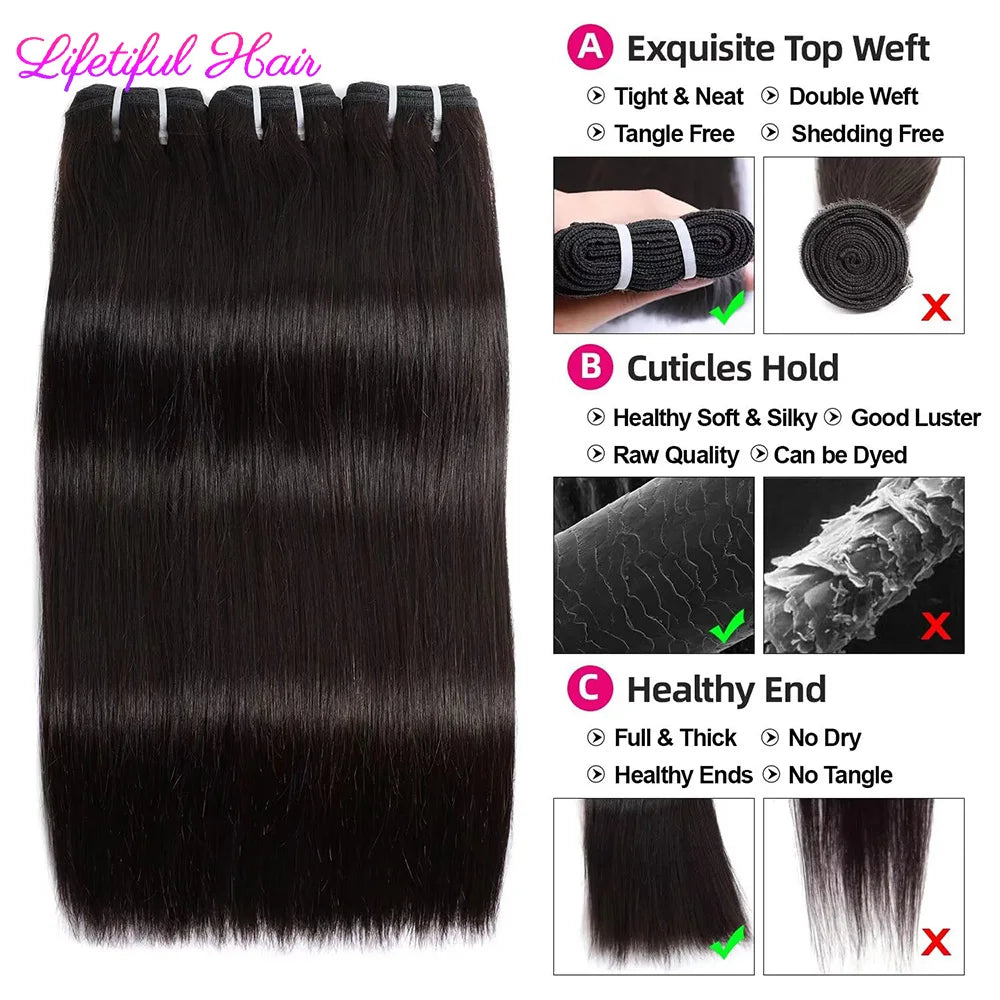 Straight 20-22 inch Virgin Vietnamese human hair bundles from Lifetiful Hair Factory, showcasing full, natural double drawn raw hair.