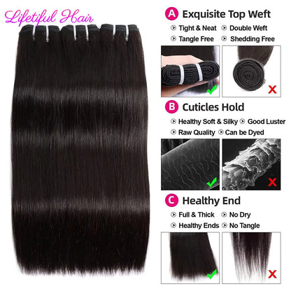 Straight 20-22 inch Virgin Vietnamese human hair bundles from Lifetiful Hair Factory, showcasing full, natural double drawn raw hair.