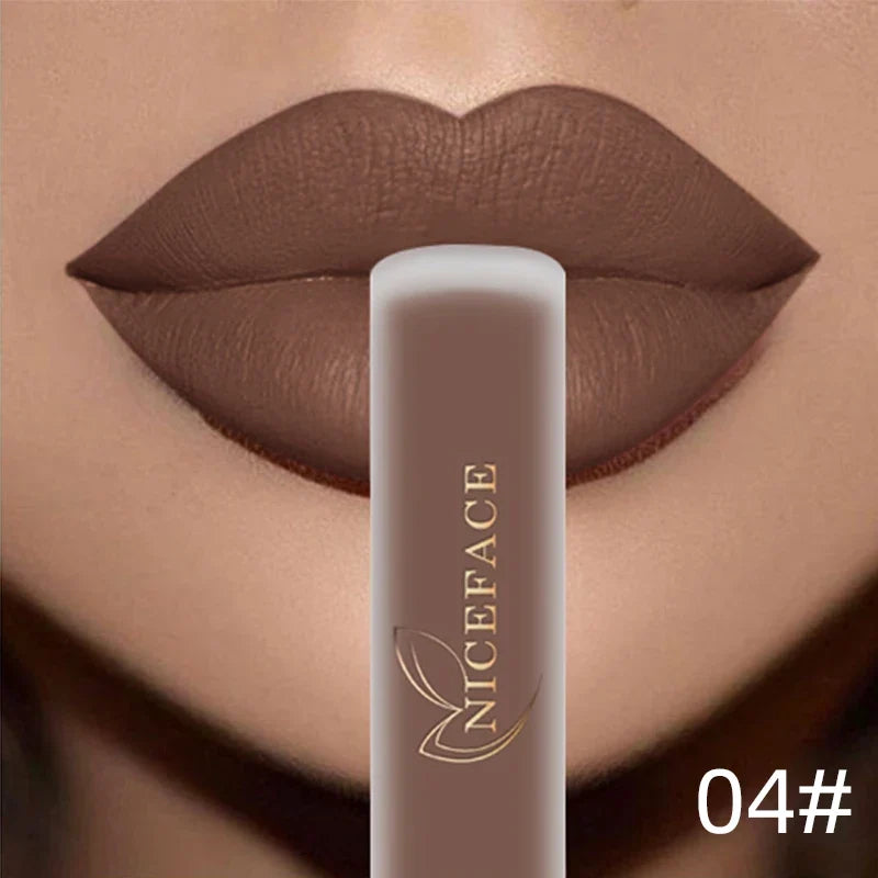 Blushimmer NICEFACE Nude Liquid Lipstick in waterproof, velvet matte finish, long-lasting non-stick cup lip tint makeup.