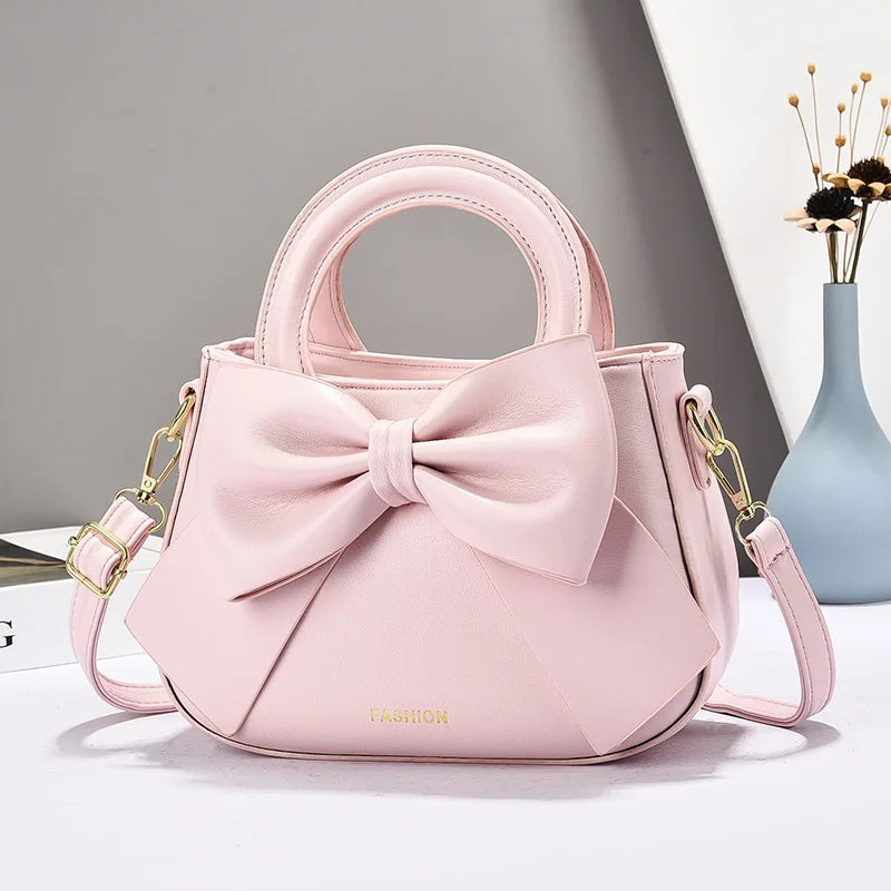 Elegant Korean Style Butterfly Knot Women's Bags Soft PU Leather Shoulder Bag for Women Fashionable Trendy Small Handbag women