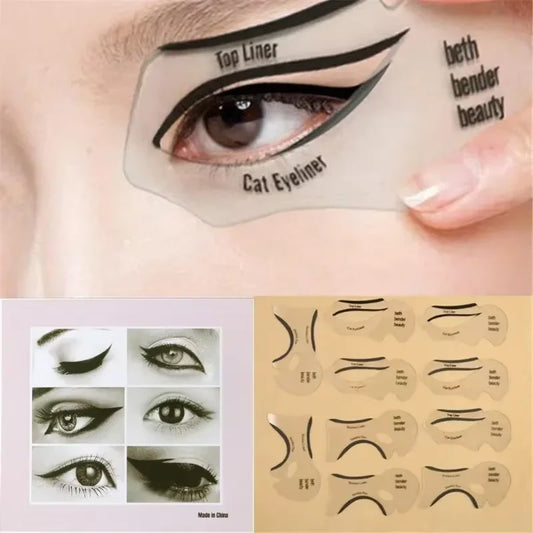 Blushimmer 10-piece professional eye makeup stencil set with reusable guide cards for eyeliner, eyeshadow blending, and cut crease.