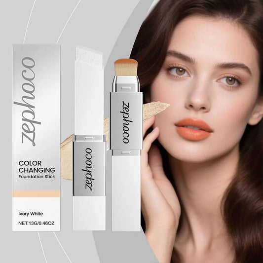 Blushimmer ZEPHOCO 2-in-1 color changing foundation stick with long-lasting, moisturizing, high-coverage makeup for a flawless finish
