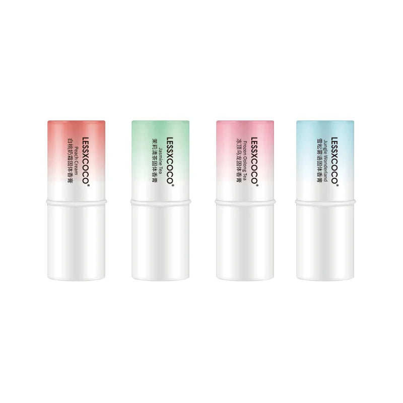 Blushimmer fruit flavor women's deodorant stick with long-lasting fragrance in portable solid balm form, easy to use.