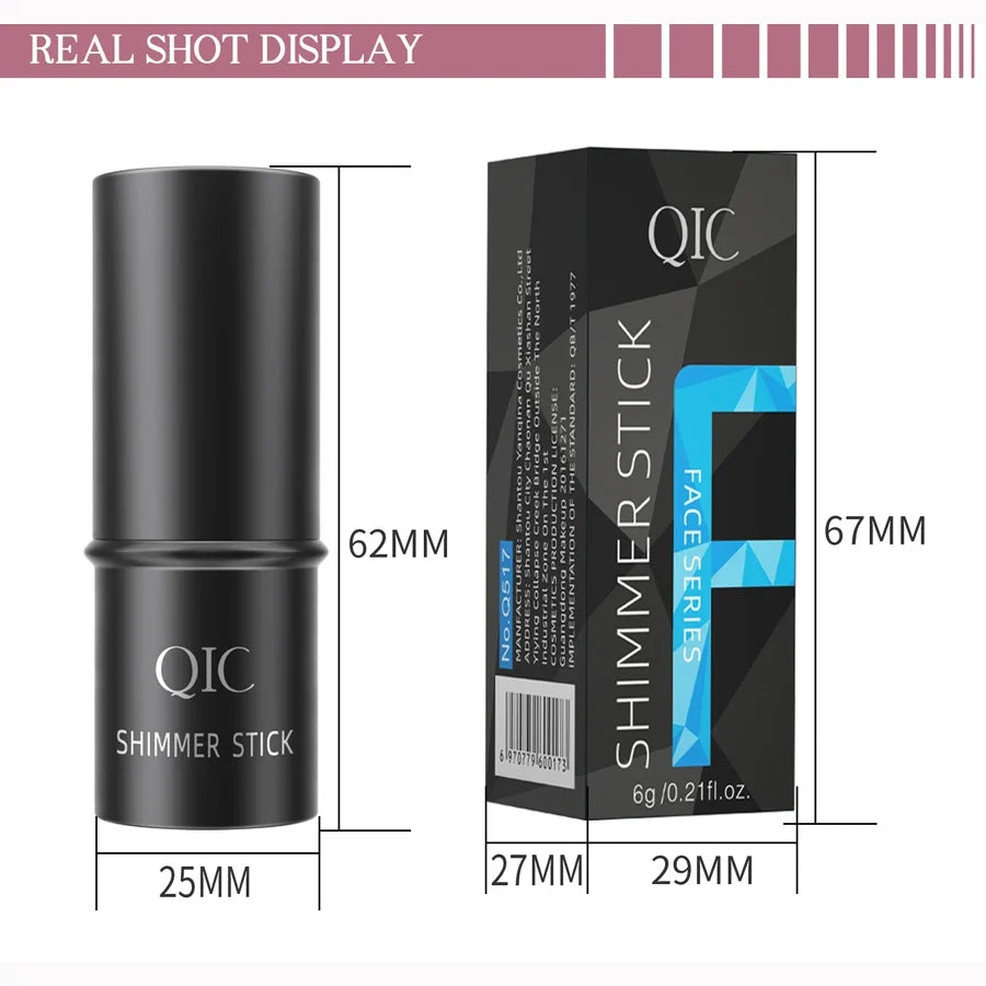 Blushimmer face contouring bronzer stick with highlighter, blush, and concealer for makeup, featuring a sleek cream pen design.