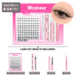Blushimmer WOSHEER eyelash clusters kit with faux mink lashes, lash bond, seal, and remover for DIY eyelash extensions.
