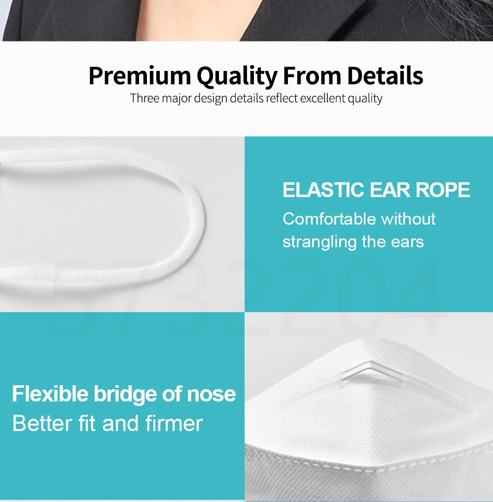 10-100PCS mascarillas FFP2 Face Mask CE Approved FPP2 Disposable KN95 KF94 Facial Mouth Black Fish Masks FFP2MASK kf94mask