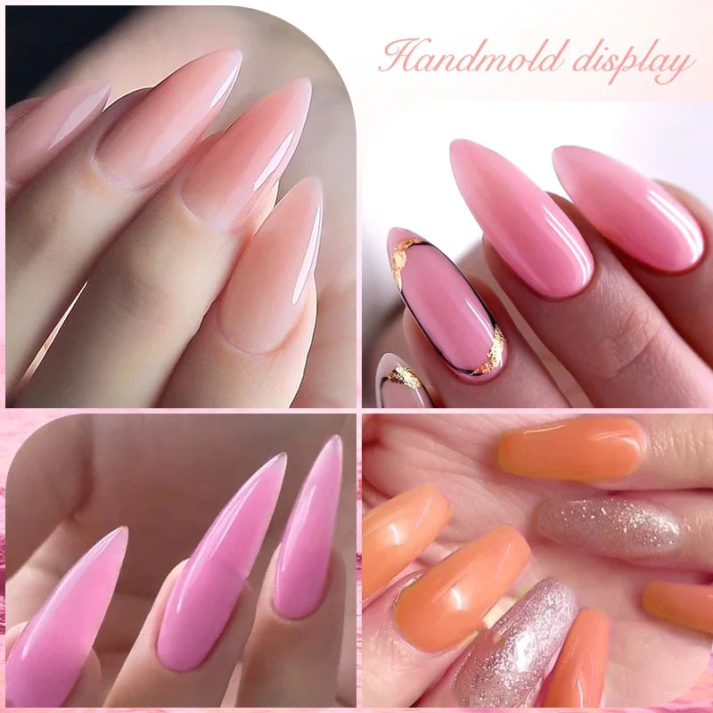 Blushimmer MTSSII 7ml quick extension nail gel in transparent nude pink and red for building and nail art on natural nails