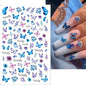 Elegant Butterfly Nail Manicure Stickers Blue Butterflies Leopard Retro Flowers Adhesive Decal Wedding Charm Manicure Tips