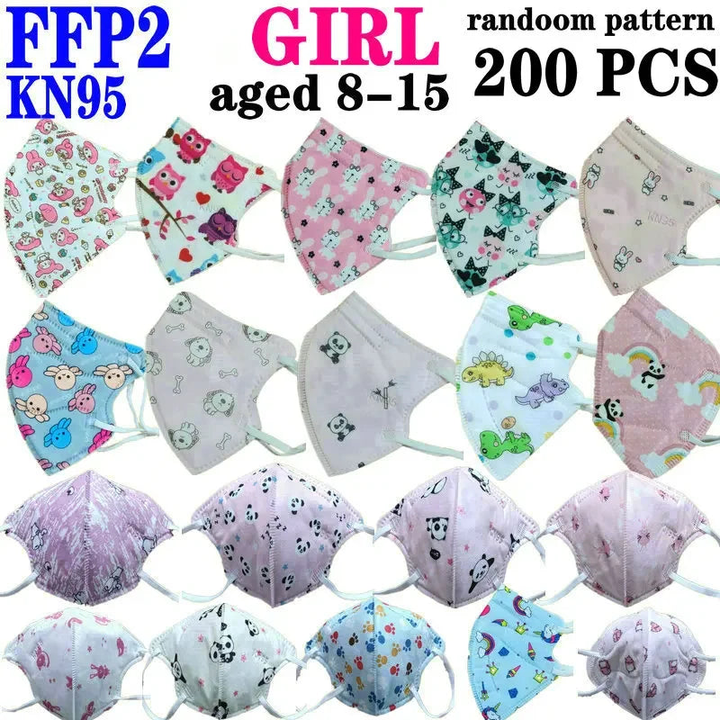 Child FFP2 KN95 Mask Kid 4-12 8-15Years Old Cartoons Masque Boys Girls Children Mascarillas CE Face Mask Safety fpp2