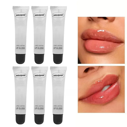 Clear lip gloss by Blushimmer with high-shine finish and hydrating formula, shown in a sleek 18ml tube.