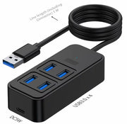 USB-C to 4-Port USB 3.0 Hub with DC 5V Power Supply 5Gbps High Speed Data Transfer Plug And Play Docking Station for Laptop
